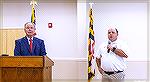 OPVFD Chief Joey Widgeon addressed association members during the 2024 OPA Annual Meeting of the Membership on 8/10/2024. GM Jon Viola is on the left.